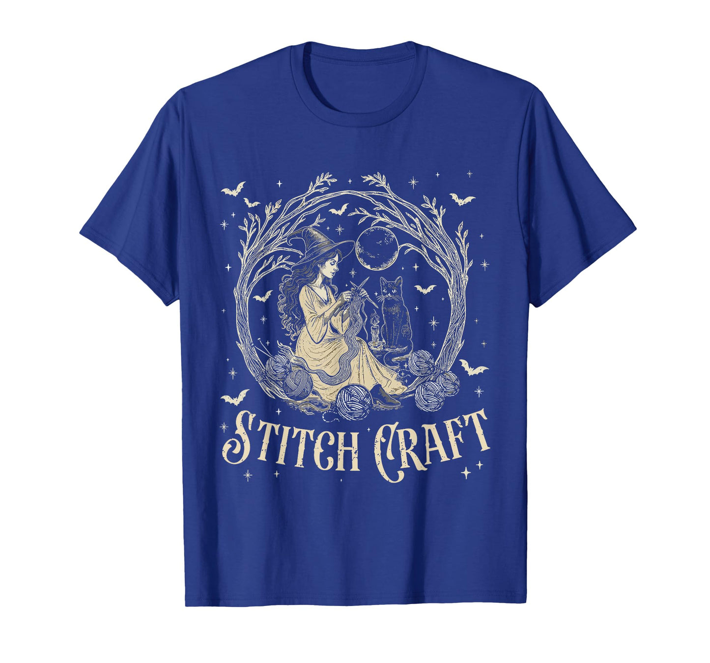 Stitch Craft Salem Witch Halloween Cat Witch Girls Trip T-Shirt