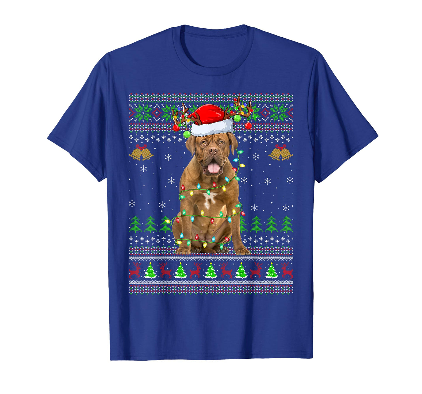 Dogue De Bordeaux Dog Ugly Christmas Sweaters Holiday Xmas T-Shirt