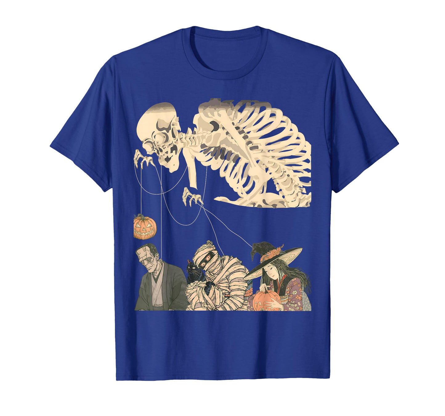 Halloween Ukiyo-e Style Skeleton Jack-oβ-Lantern Mummy Witch T-Shirt