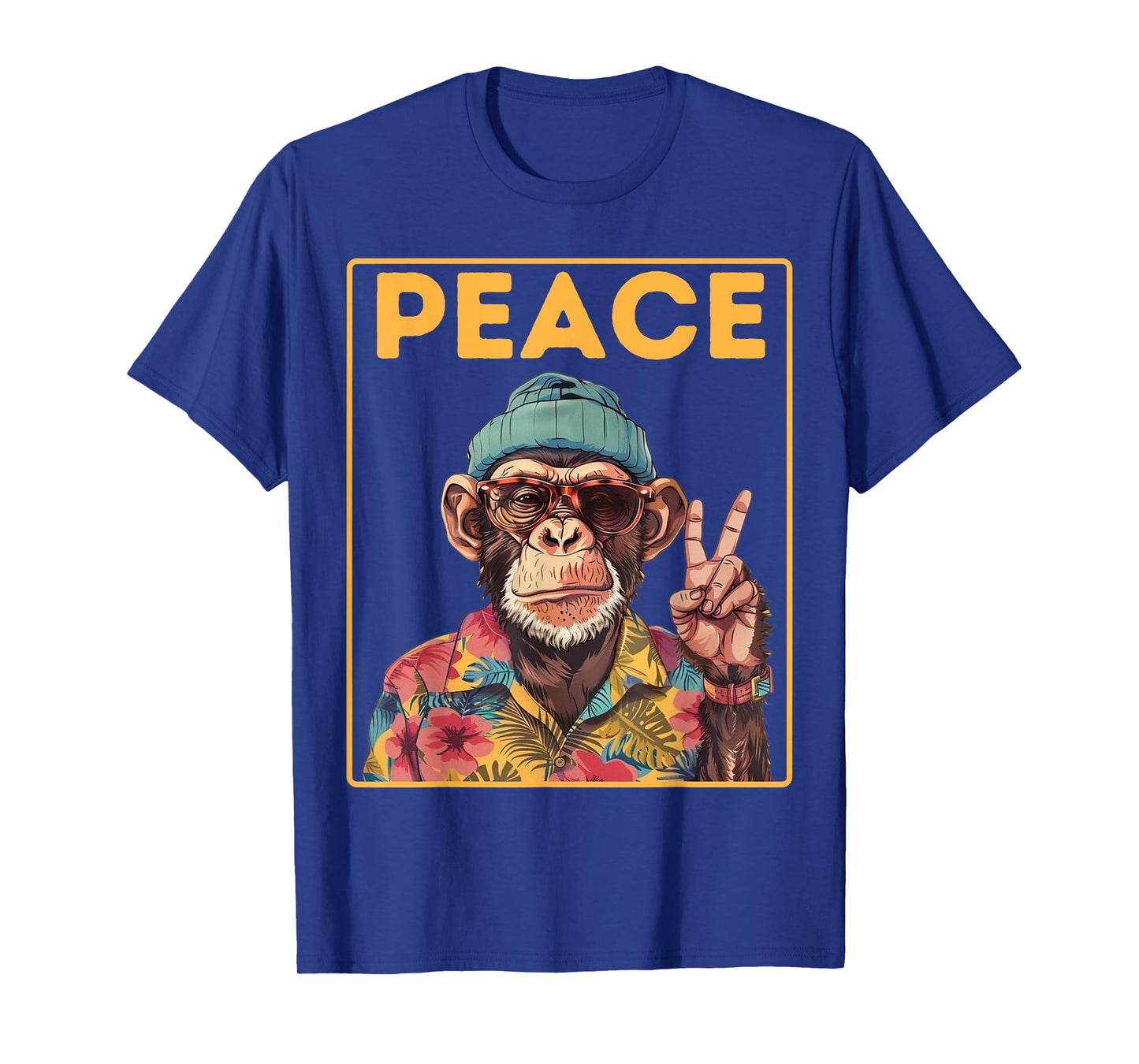 Cool Peace Monkey Vintage Hippie Chimp in Sunglasses T-Shirt