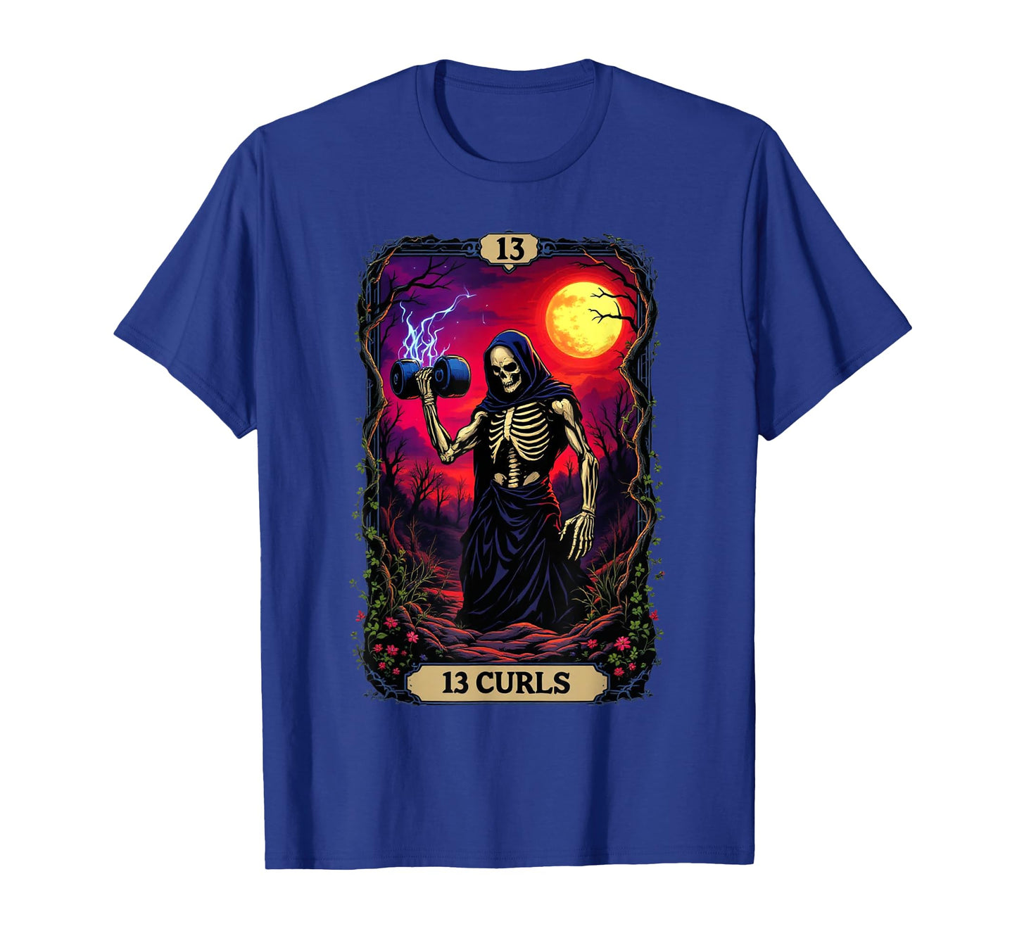 Funny Tarot Card Bicep Curl Gym Occult Workout Dumbell T-Shirt