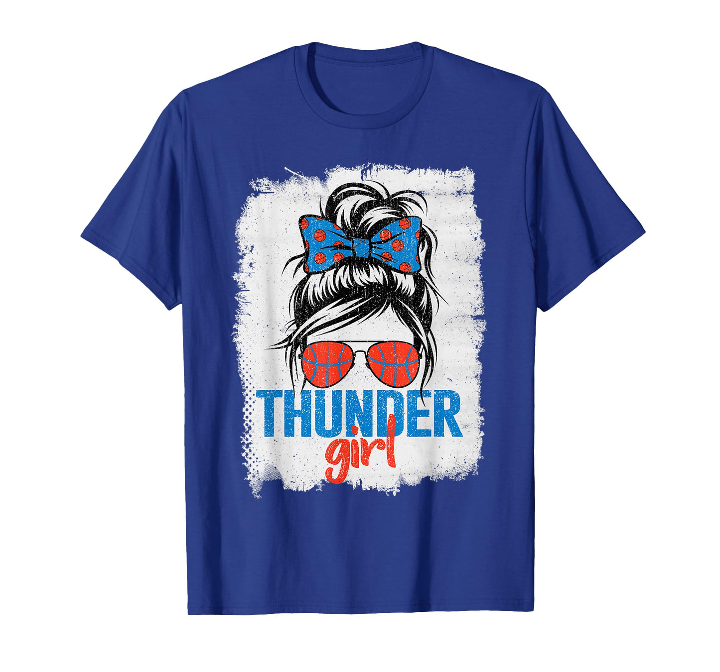 Vintage Thunder Girl Messy Bun Retro Sports Fan Team Spirit T-Shirt