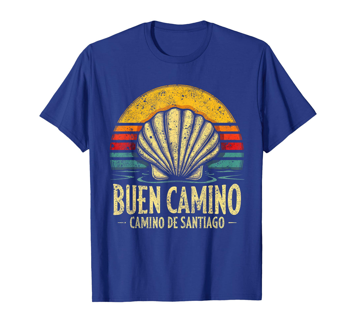 Womens Buen Camino Shell Vintage Santiago Pilgrim Hike Spain T-Shirt