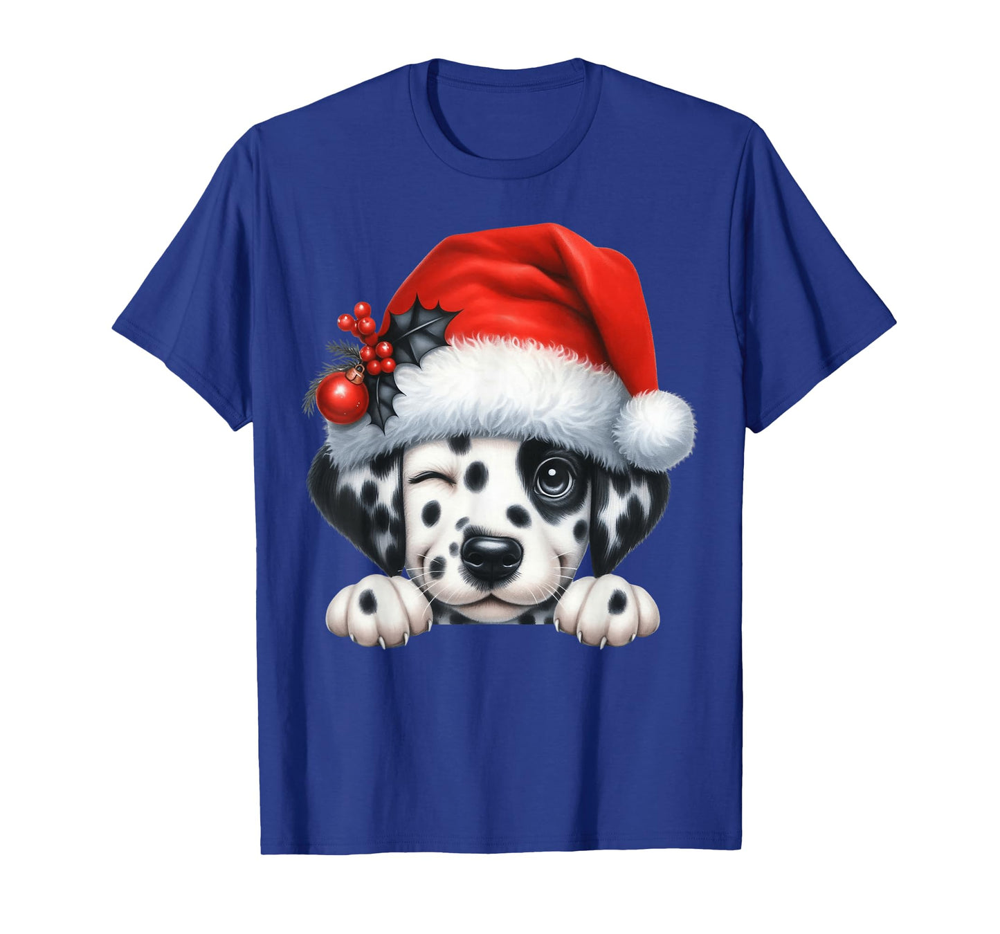 Dalmatian Dog Christmas Santa Hat Dog Mom Dad T-Shirt