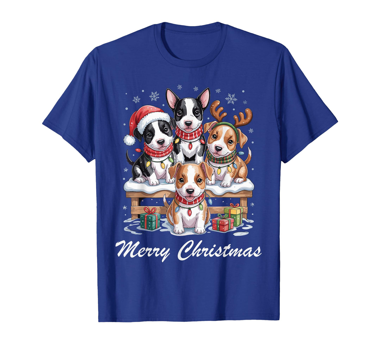 Bull Terrier Merry Christmas Funny Bully Dog Lovers Holiday T-Shirt