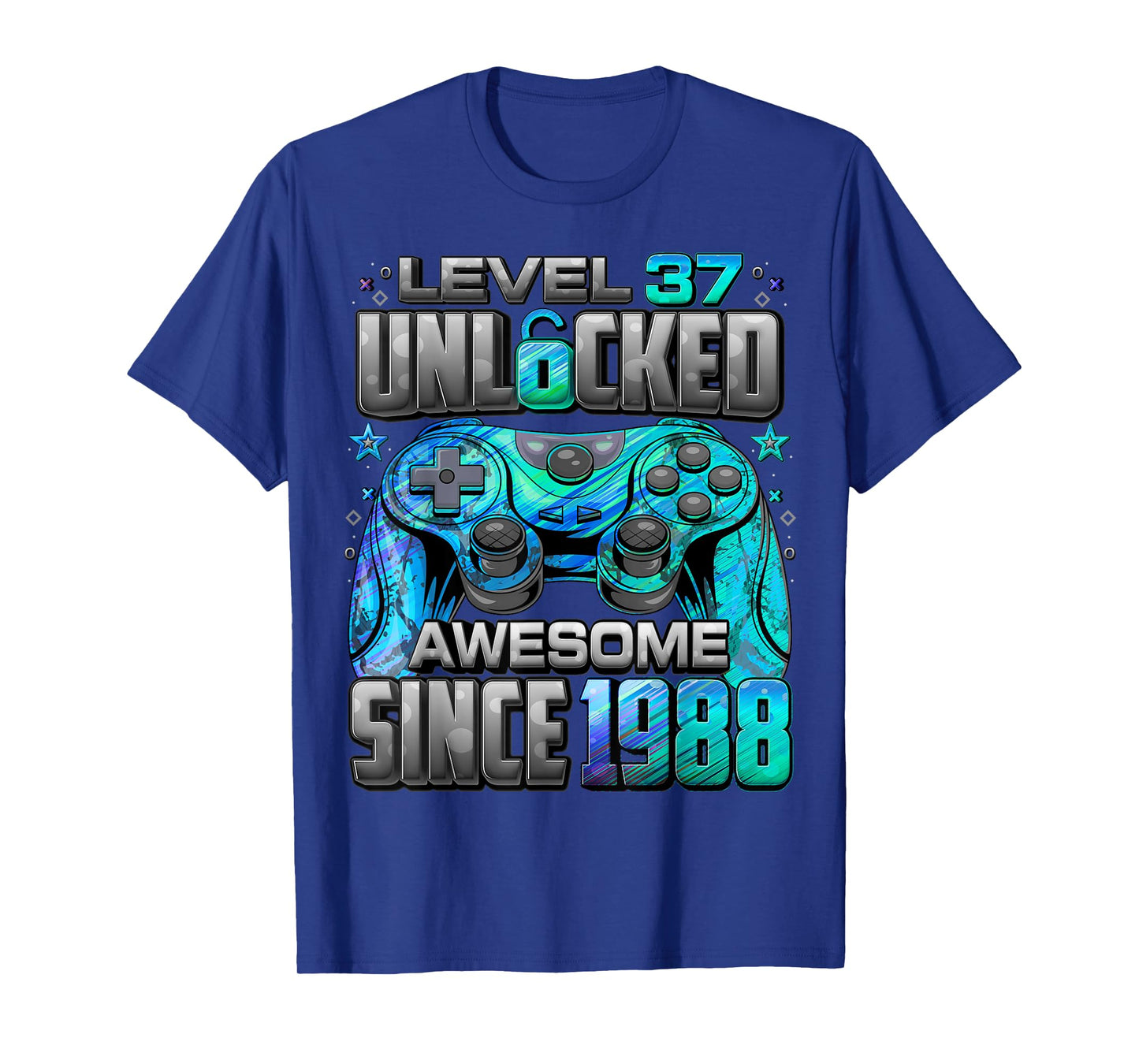 Level 37 Unlocked Awesome Since 1988 37th Birthday Gaming T-Shirt