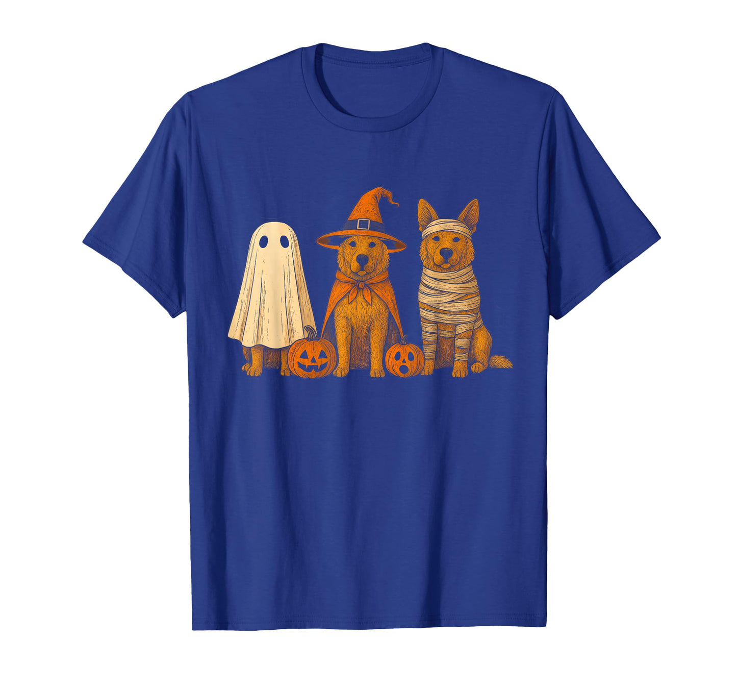 Retro Akita Dog Witch Scary Halloween Pumpkin Women Men Kids T-Shirt