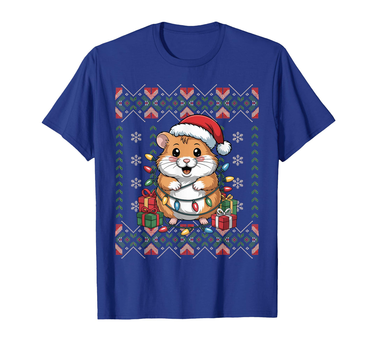 Santa Hamster Christmas Ugly Sweater Funny Holiday Pajamas T-Shirt