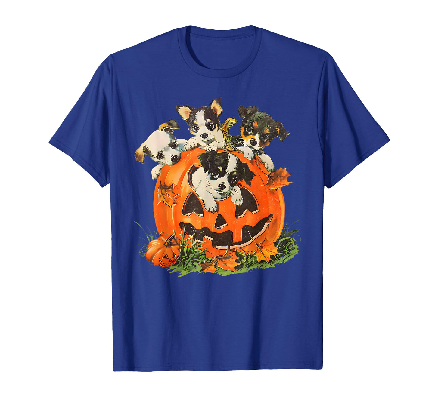 Vintage 90s Dog Retro Pumpkin Puppies Halloween Dog Lovers Men Women Kids T-Shirt