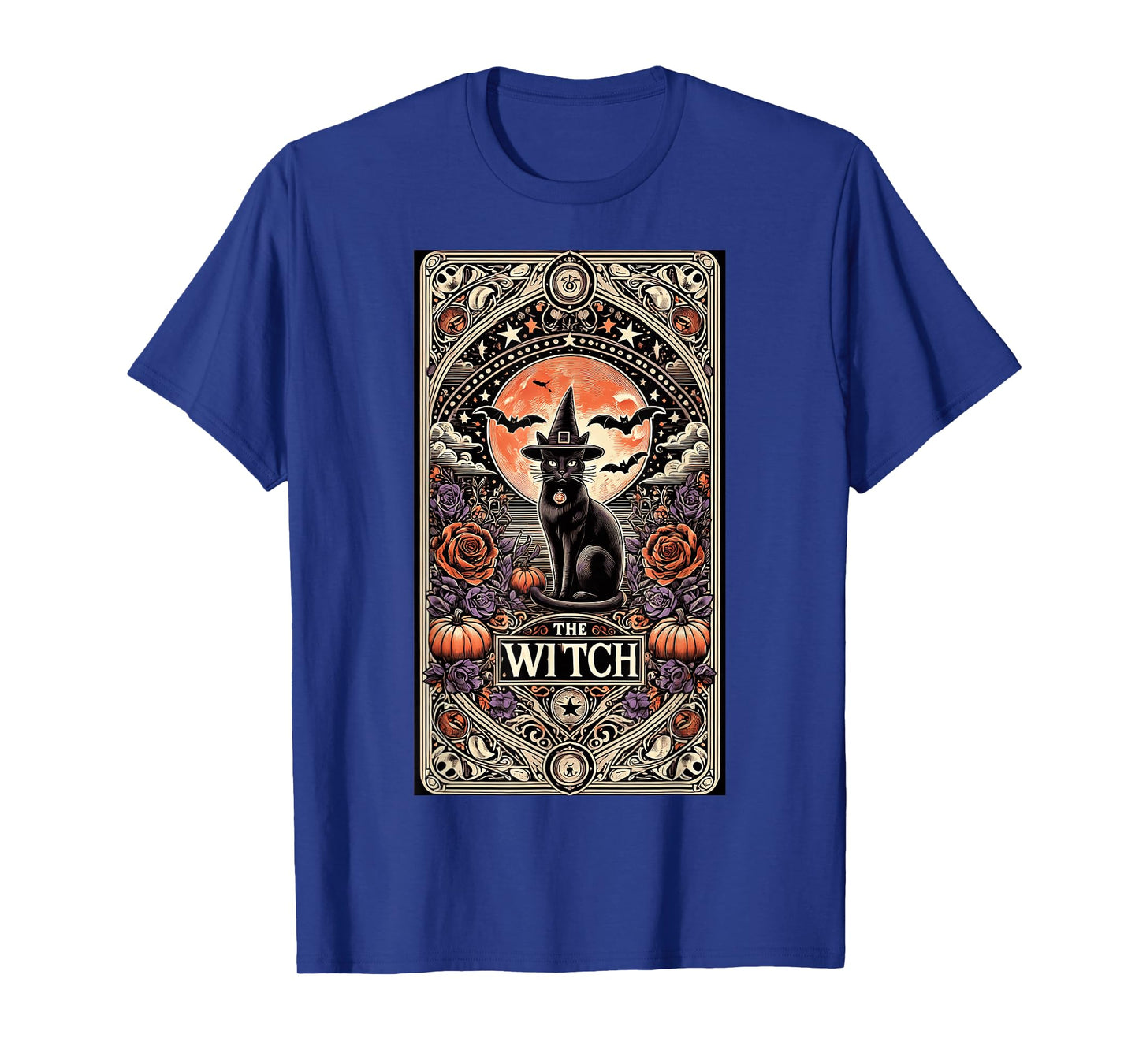 Vintage Gothic The Witch Black Cat Tarot Card Halloween 2024 T-Shirt