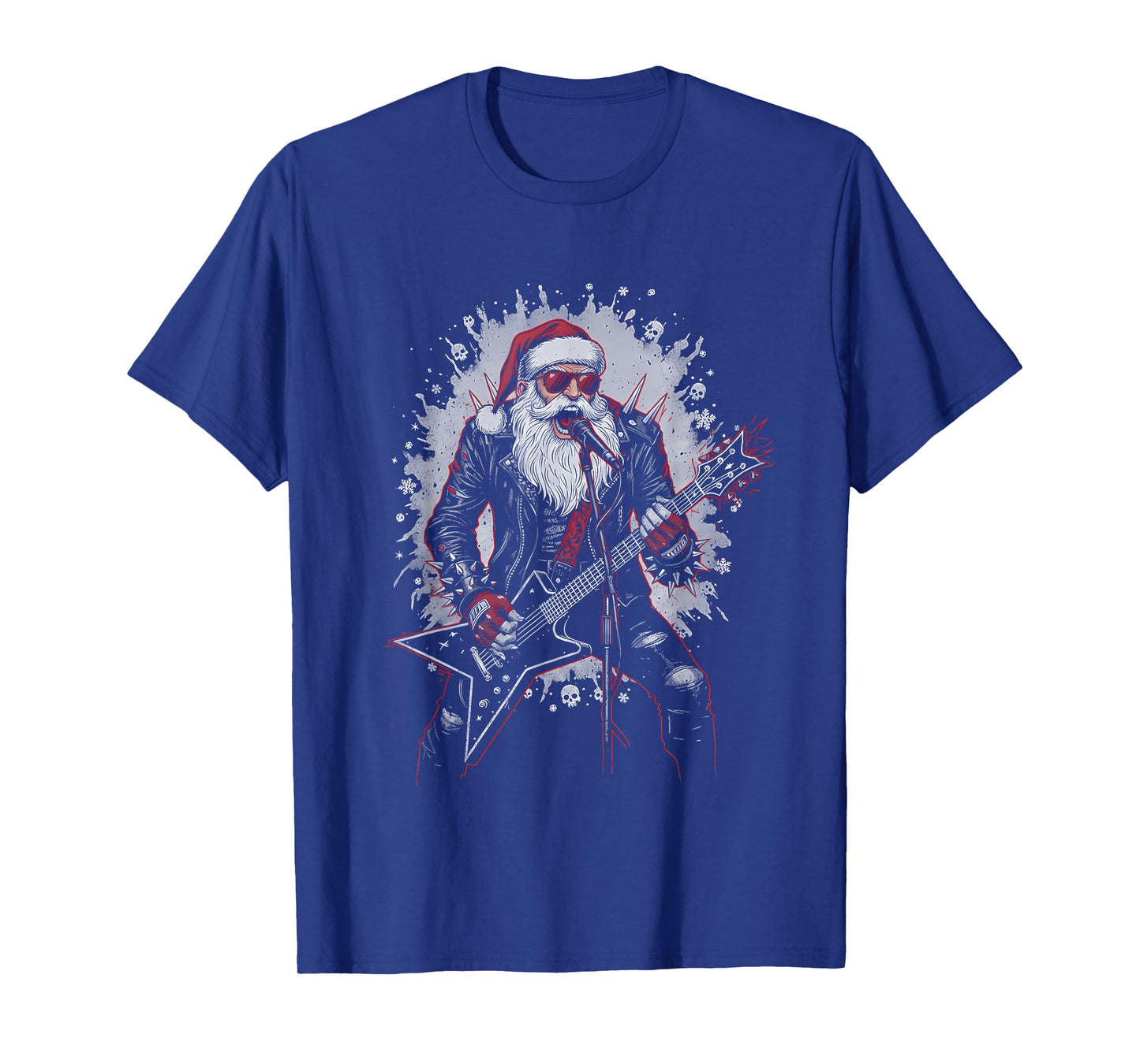 Santa Claus Playing Guitar, Funny Cool Christmas, Music Xmas T-Shirt