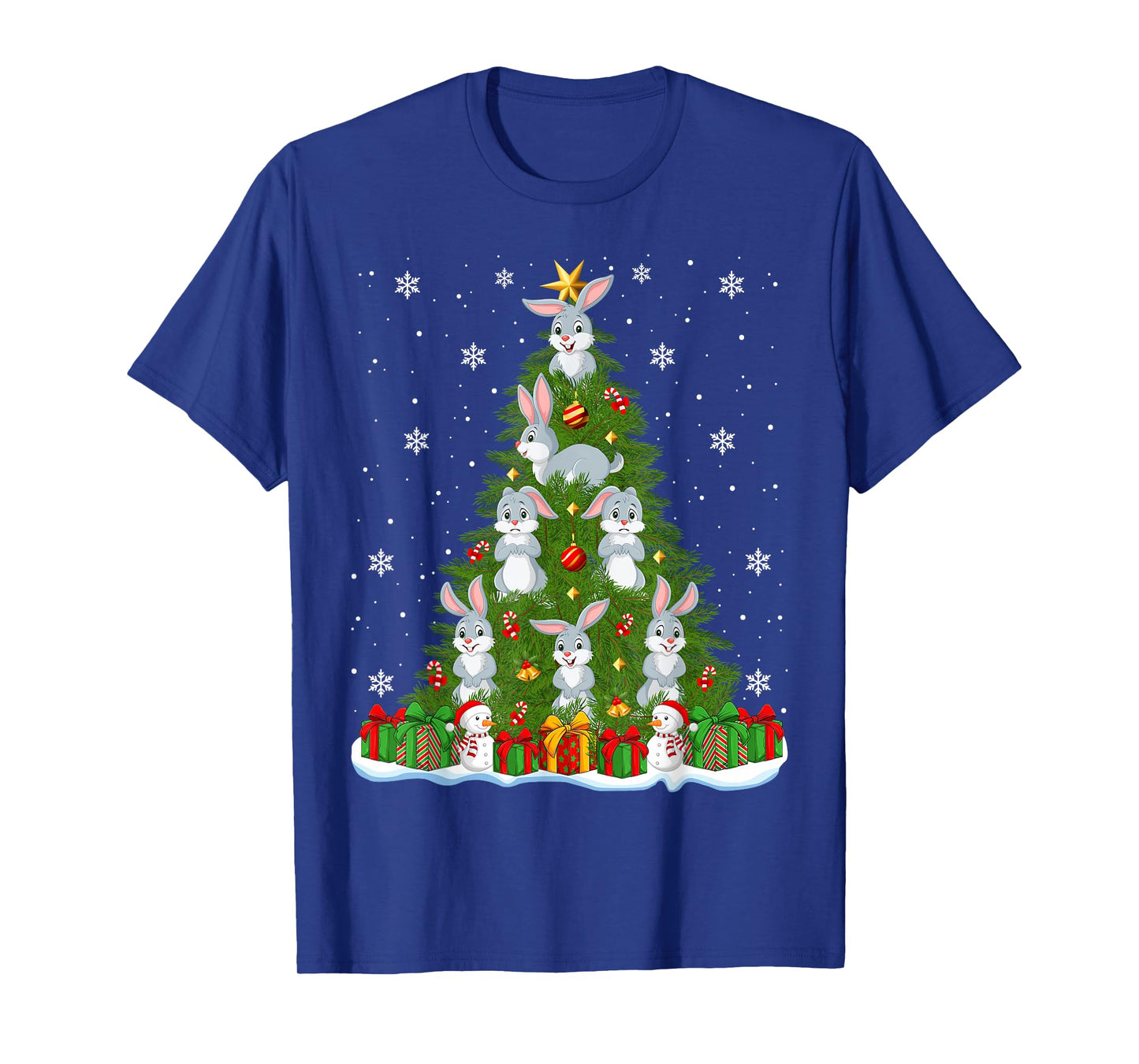 Cute Rabbit Bunny Christmas Tree Holiday Decor Xmas Lights T-Shirt