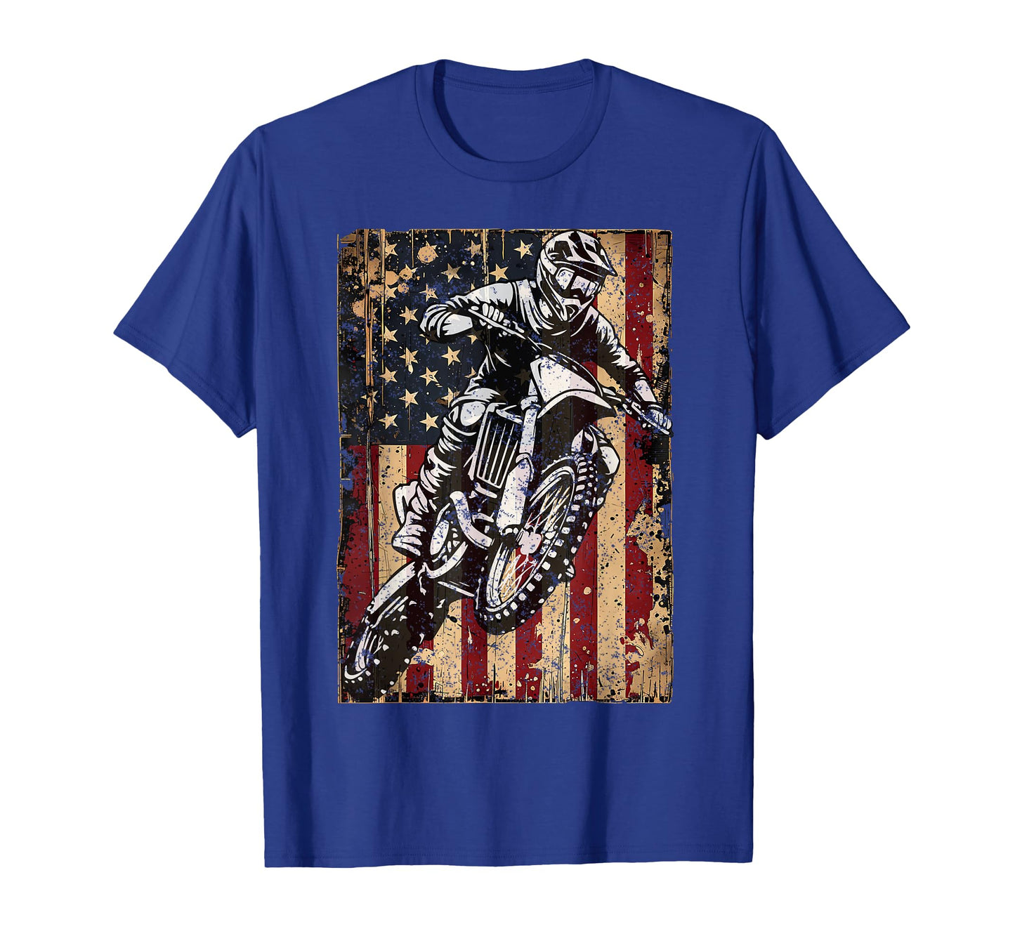 Dirt Bike USA Flag Vintage Motocross Riders Freestyle T-Shirt