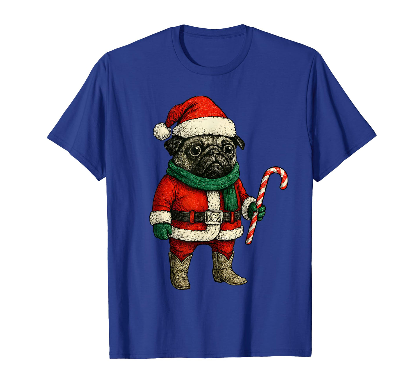 Christmas Pug Dog Funny Xmas Outfit Red Pug Candy Cane T-Shirt