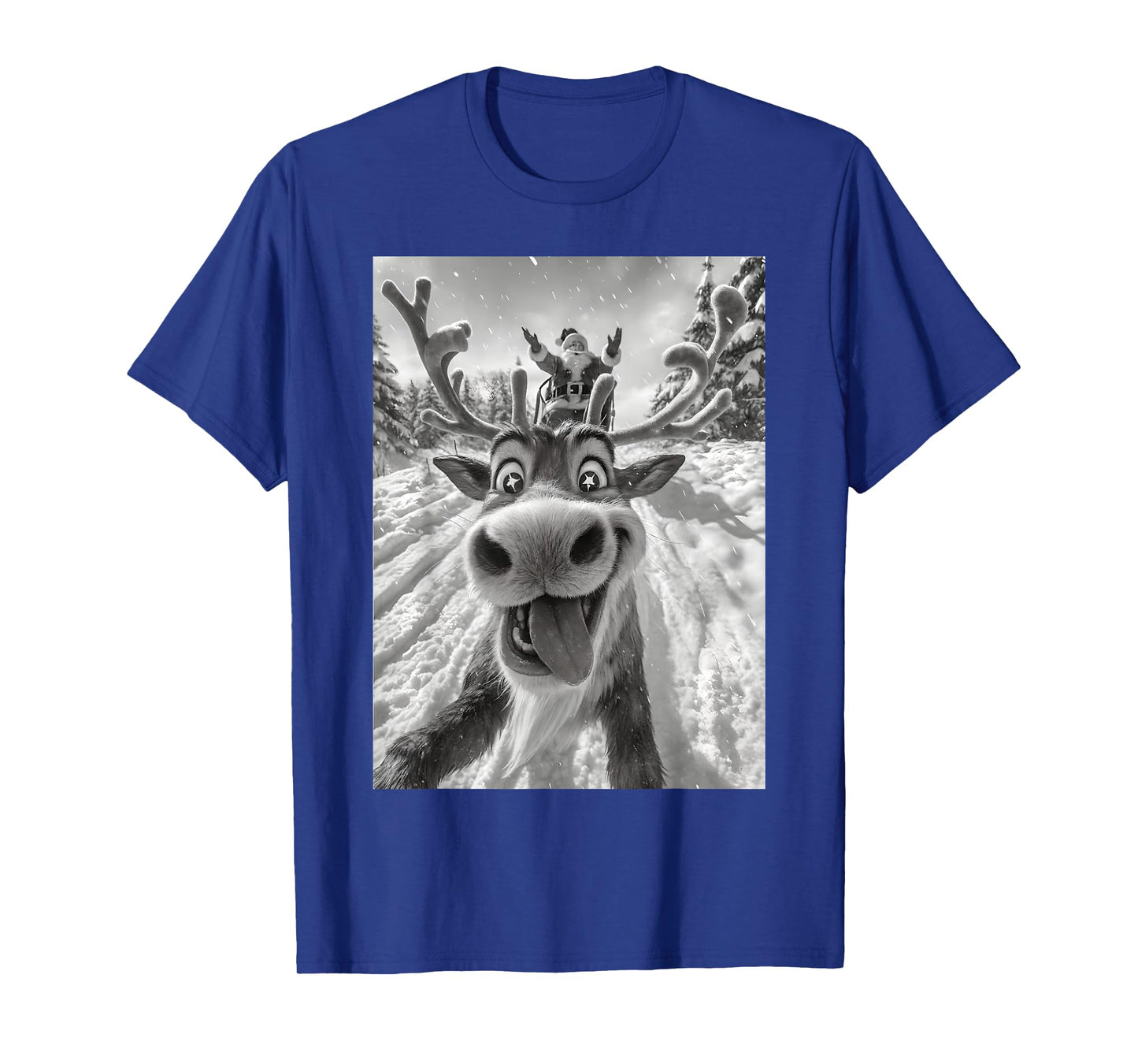 Funny Reindeer Selfie Santa Christmas Xmas Pajamas Holiday T-Shirt