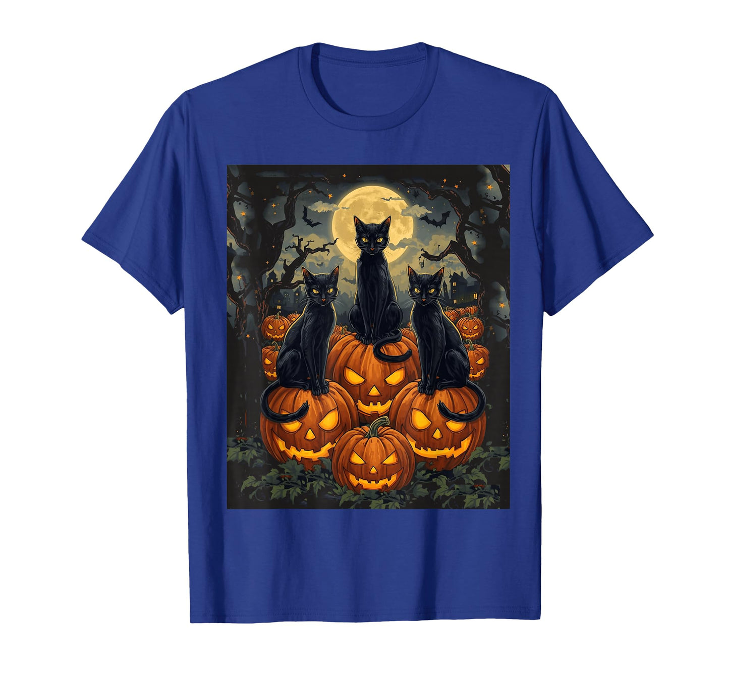 Black Cat Halloween Cat Lovers Starry Night Cat Van Gogh T-Shirt