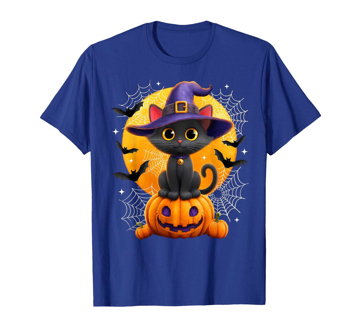 Moon Black Cat Witch Pumpkin Halloween Costumes Autumn Fall T-Shirt