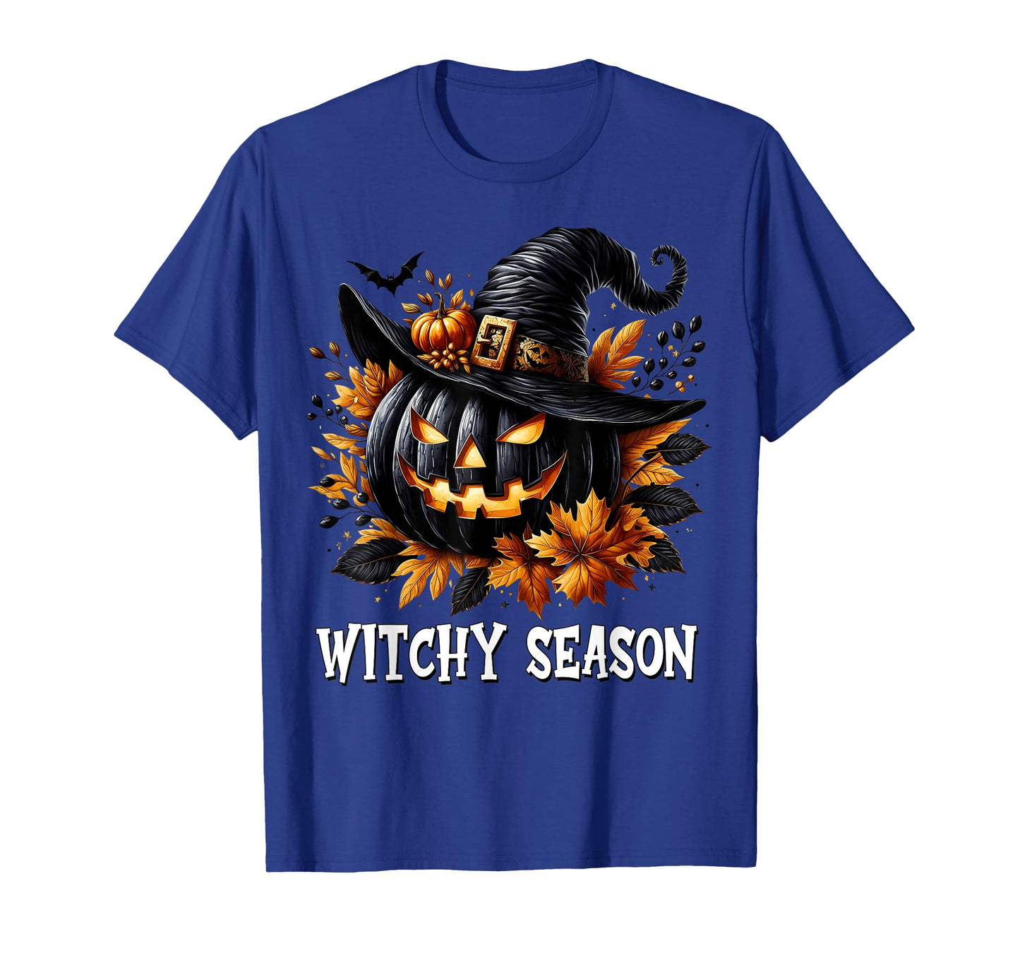 Witchy Jack O Lantern Pumpkin in Witch Hat for Halloween Mom T-Shirt