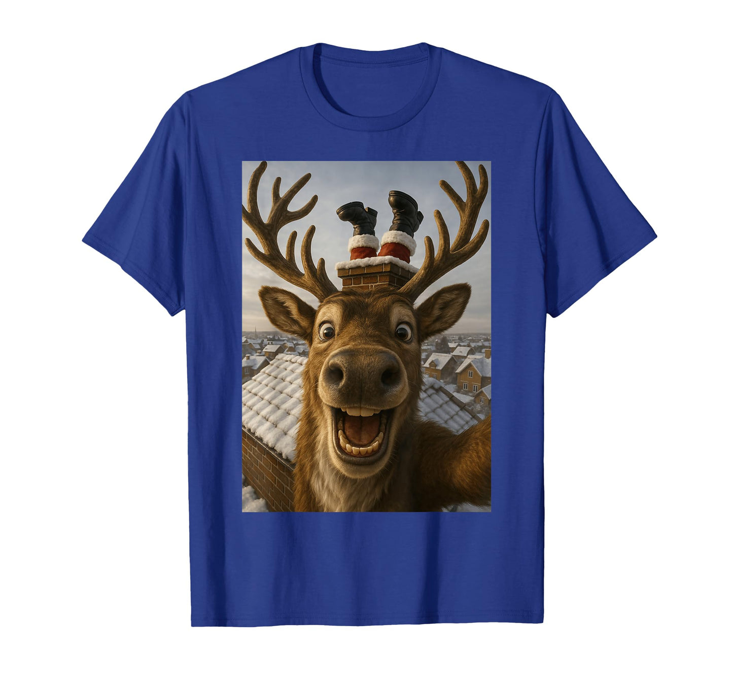 Funny Reindeer Selfie Santa Boys Girls Christmas T-Shirt