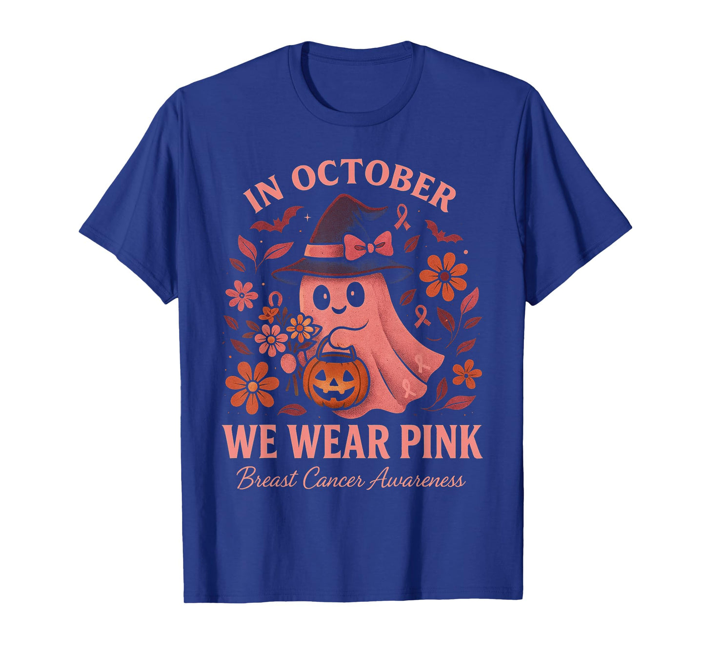in October We Wear Pink Breast Cancer Awareness Boo T-Shirt