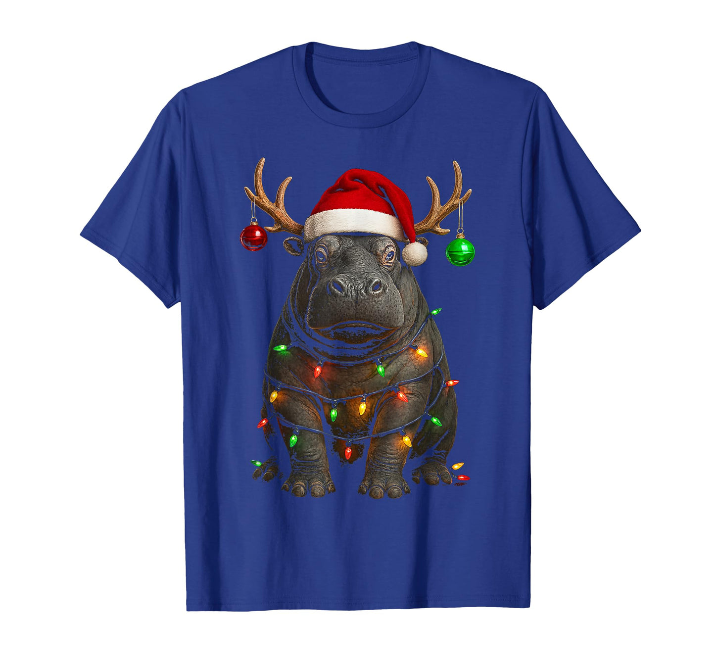 Hippopotamus Christmas Hippo Santa Hat Lover T-Shirt