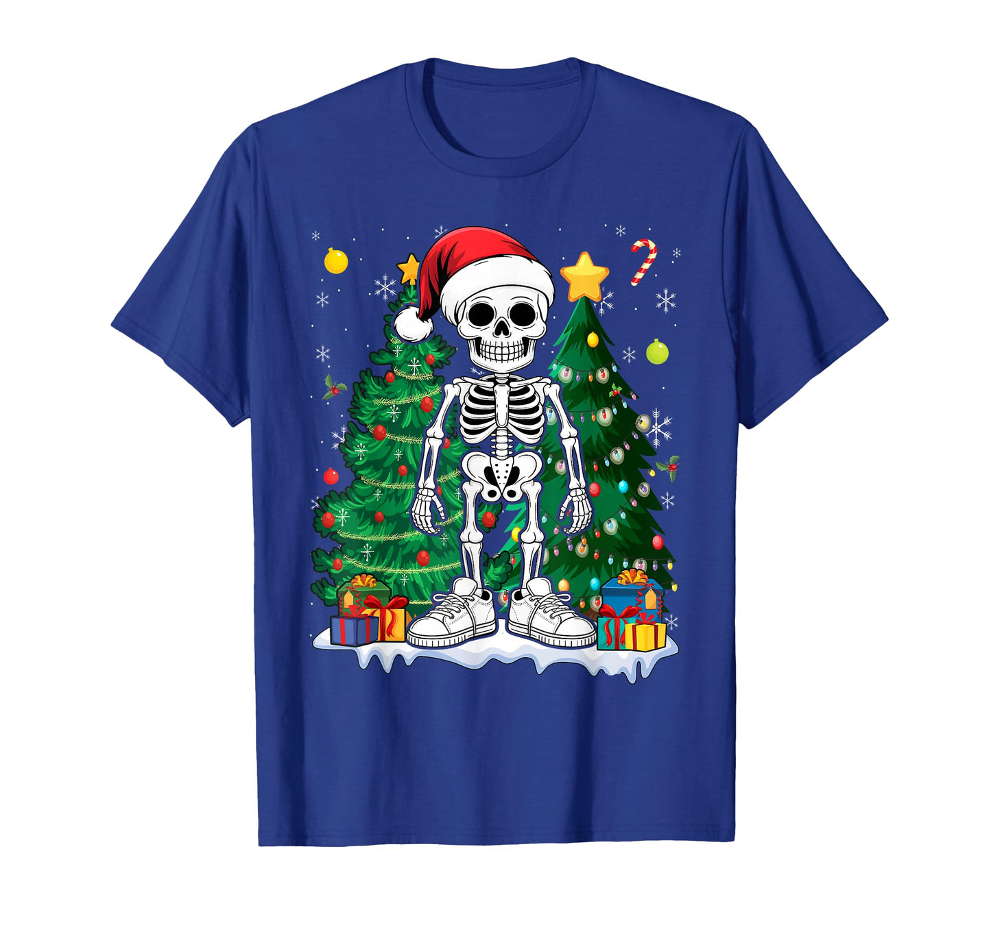 Skeleton Santa Hat Christmas Pajama Cool X-Mas Skull T-Shirt
