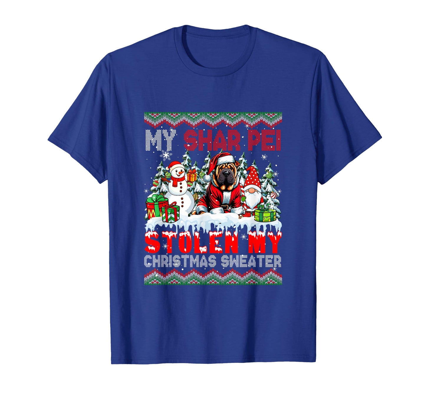 My Shar Pei Stolen My Christmas Sweater Santa Dog Gnome T-Shirt