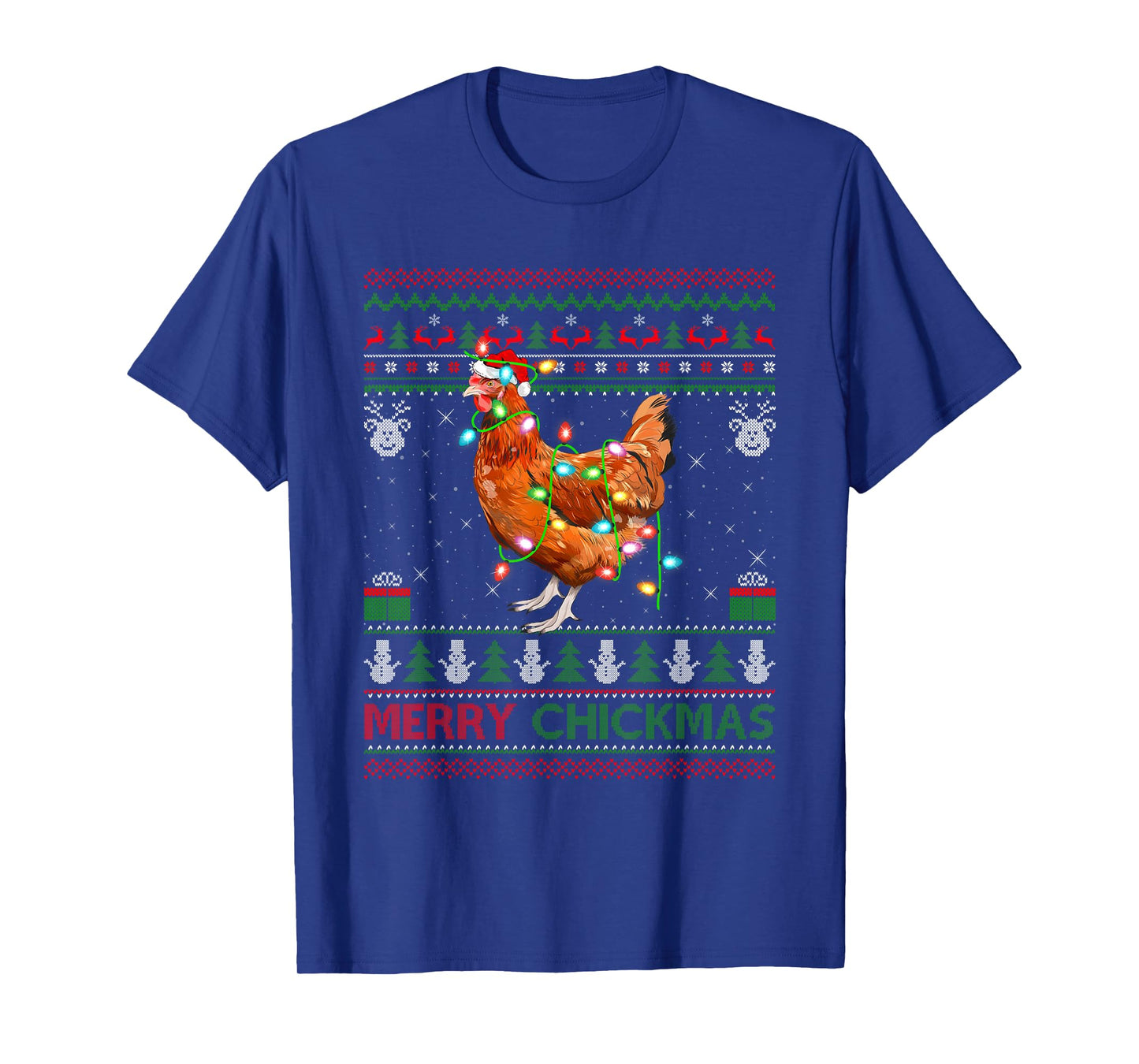 Chicken Ugly Christmas Sweaters Santa Farm Animal Xmas T-Shirt