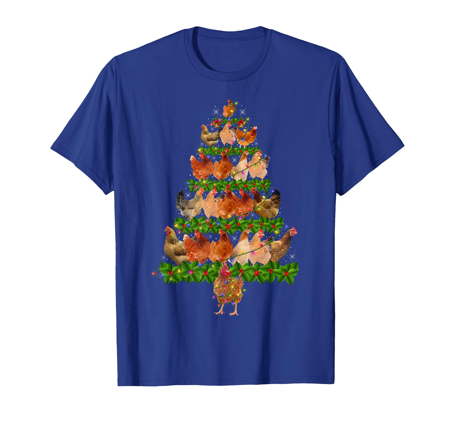Chicken Christmas Lights Funny Farm Animal Chicken Xmas Tree T-Shirt