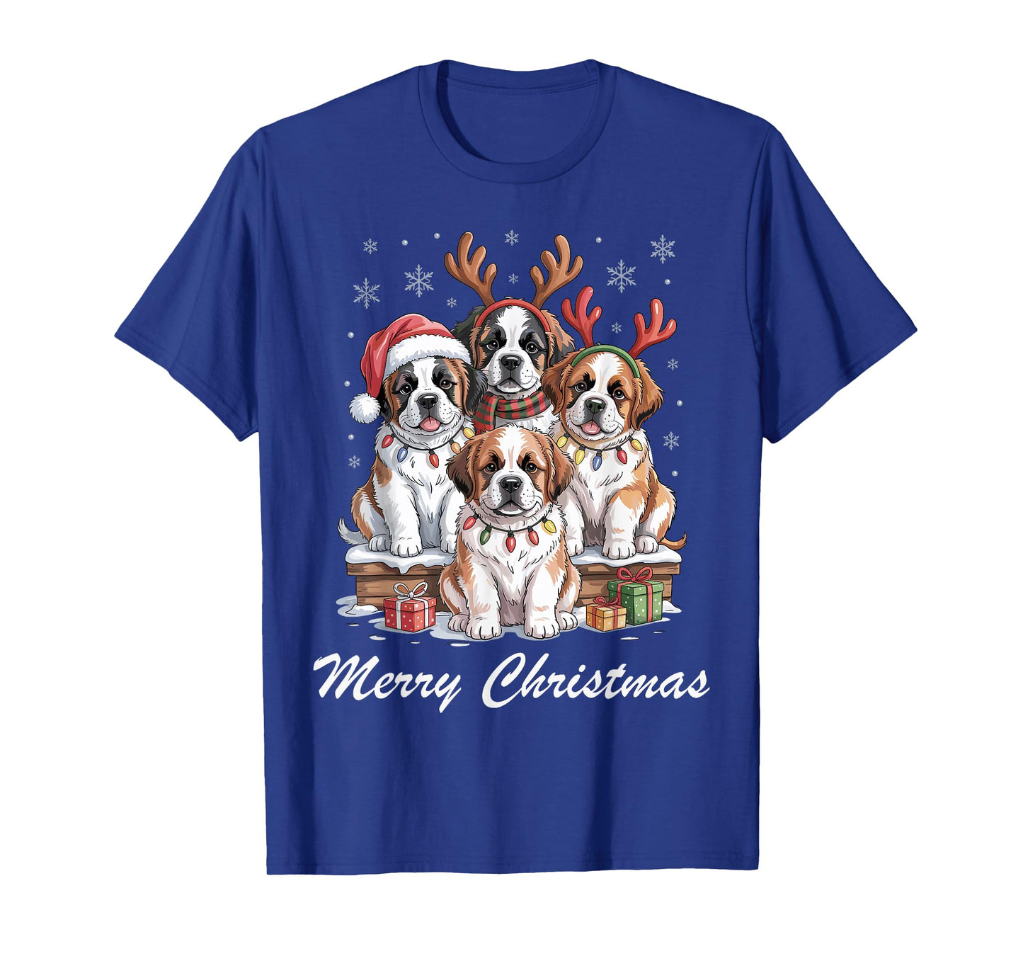 Saint Bernard Merry Christmas Funny Dog Lovers Holiday T-Shirt