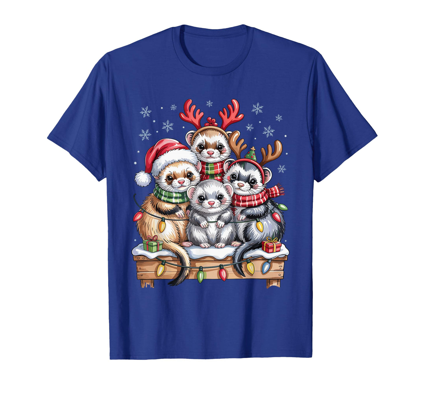Ferret Christmas Cute Pet Lovers Funny Holiday Pajamas T-Shirt