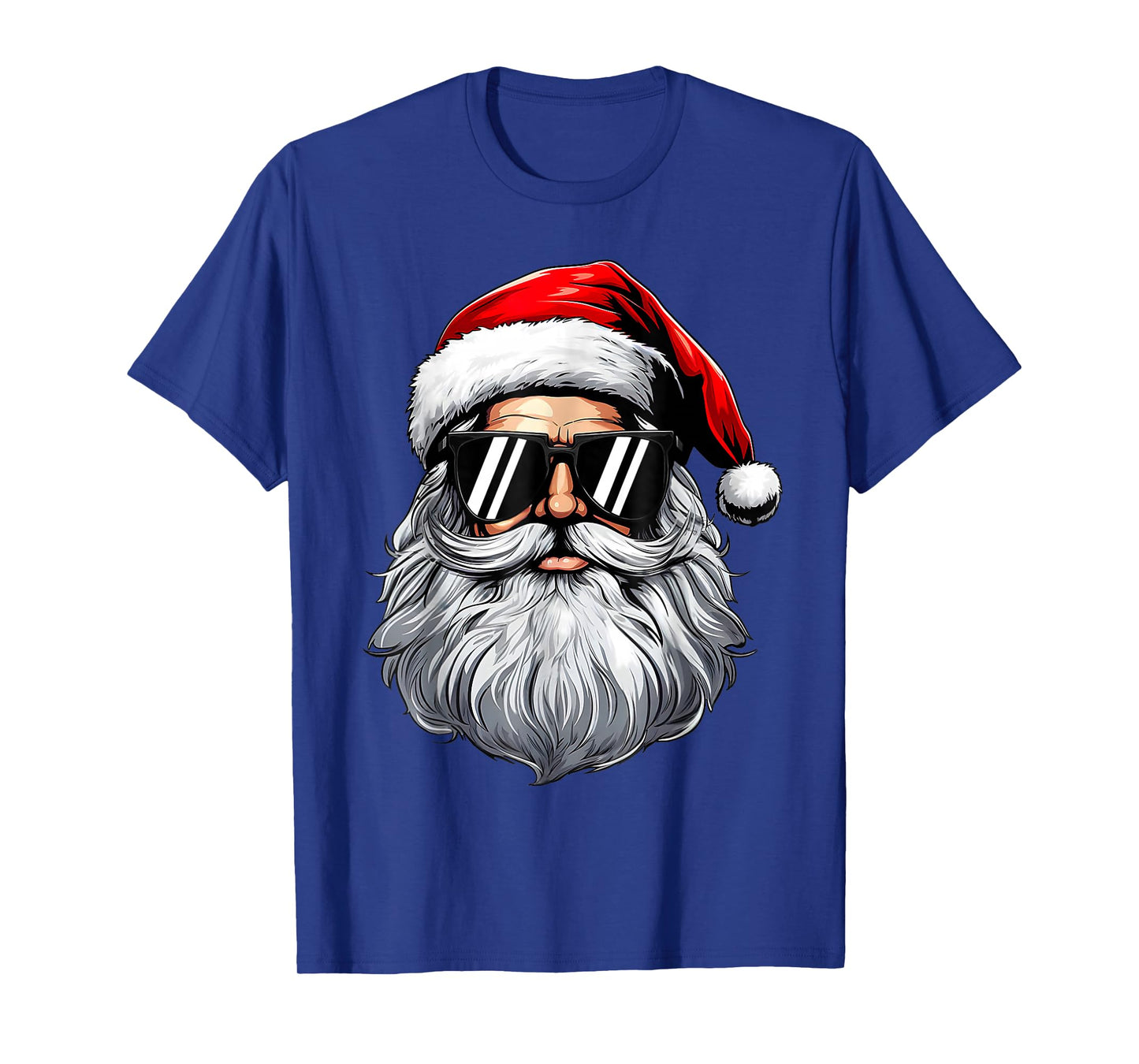 Santa Face Retro Sunglasses Christmas Tees for Mens Boys T-Shirt