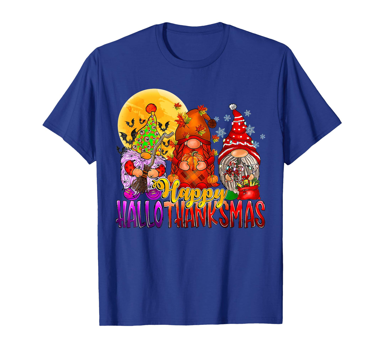 Gnomes Happy Hallothanksmas Halloween Thanksgiving Christmas T-Shirt