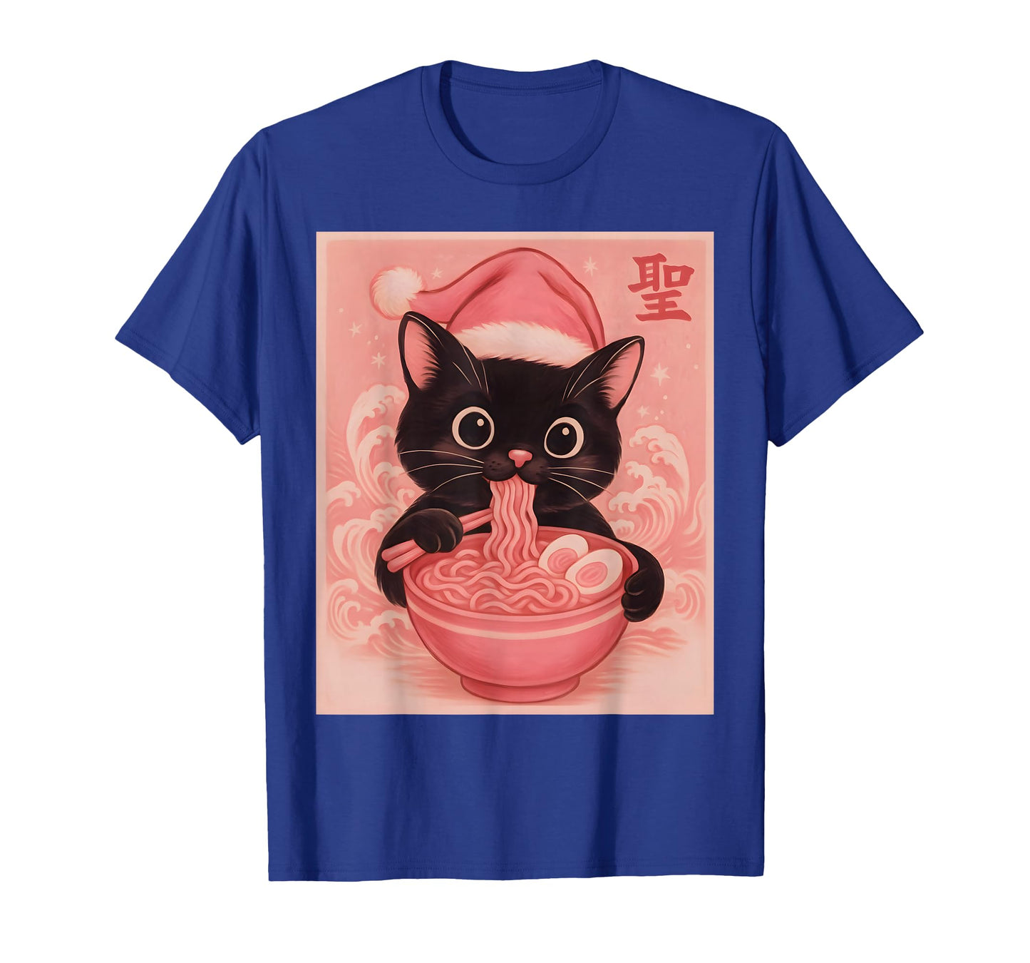 Christmas Cat Pink Santa Kawaii Anime Christmas Ramen Cat T-Shirt