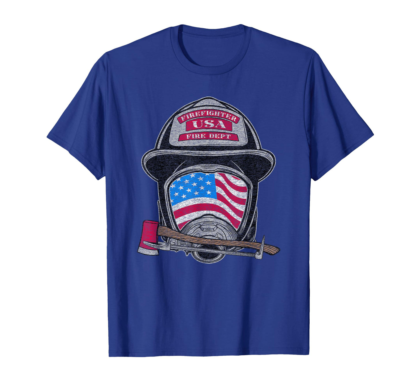 Firefighter Fireman Helmet American Flag USA Vintage Graphic T-Shirt