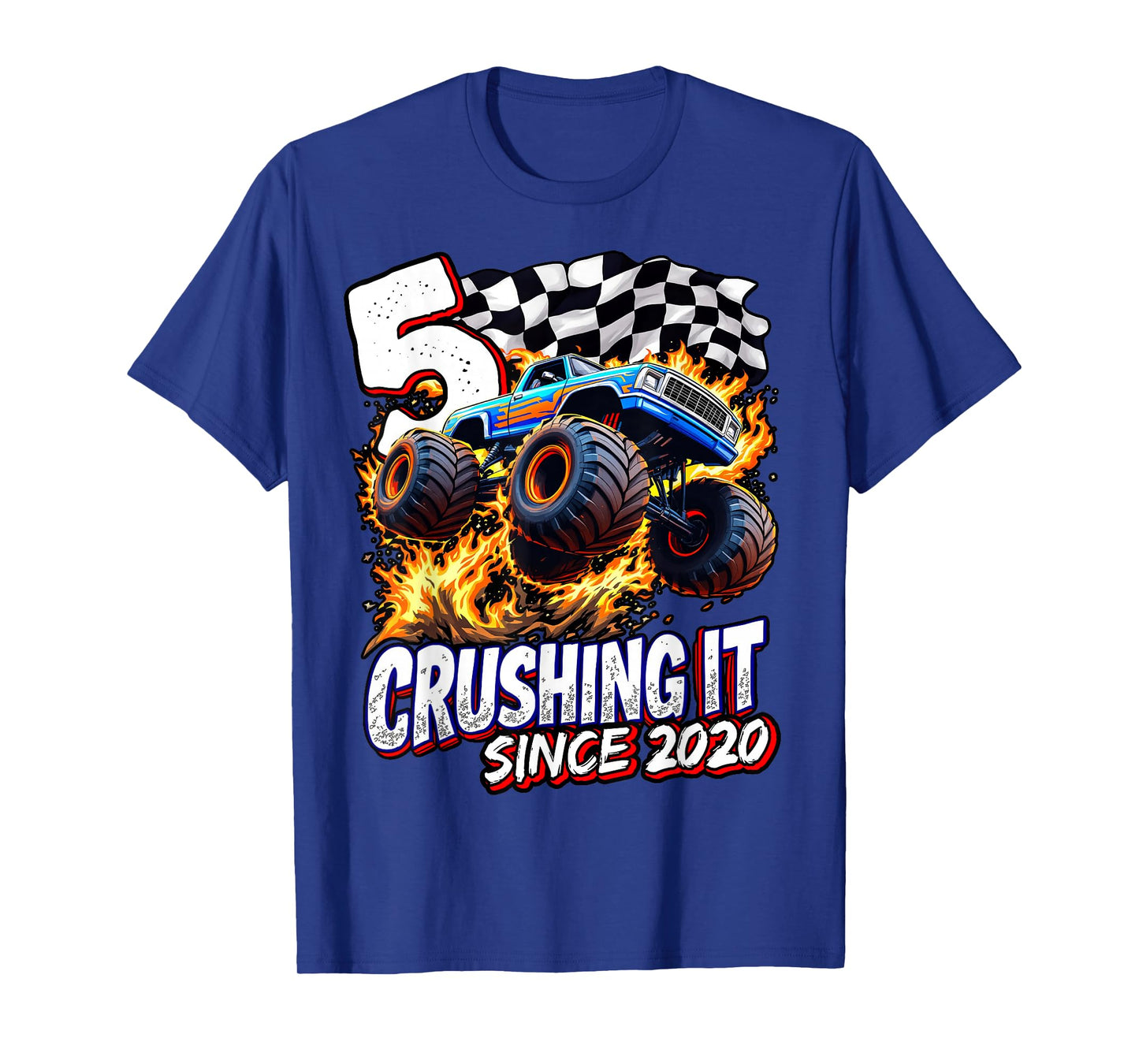 Birthday Monster Truck 5 year Old Boys 5th Party Born 2020 T-Shirt