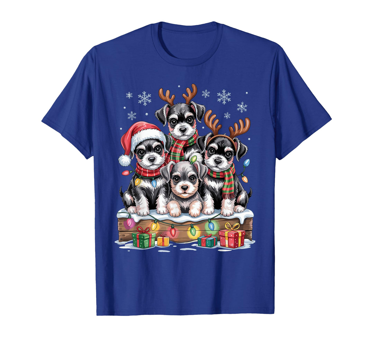 Miniature Schnauzer Christmas Puppies Dog Lovers Holiday T-Shirt