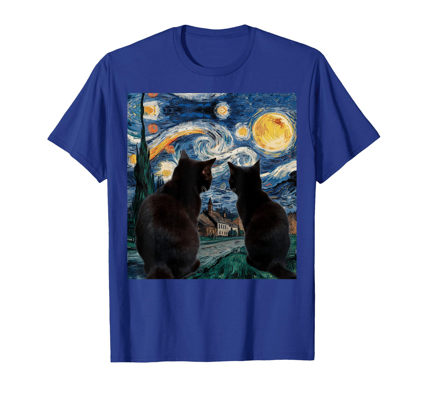 Black Cats Starry Night Van Gogh Cat Lover Men Women Girls Kids T-Shirt