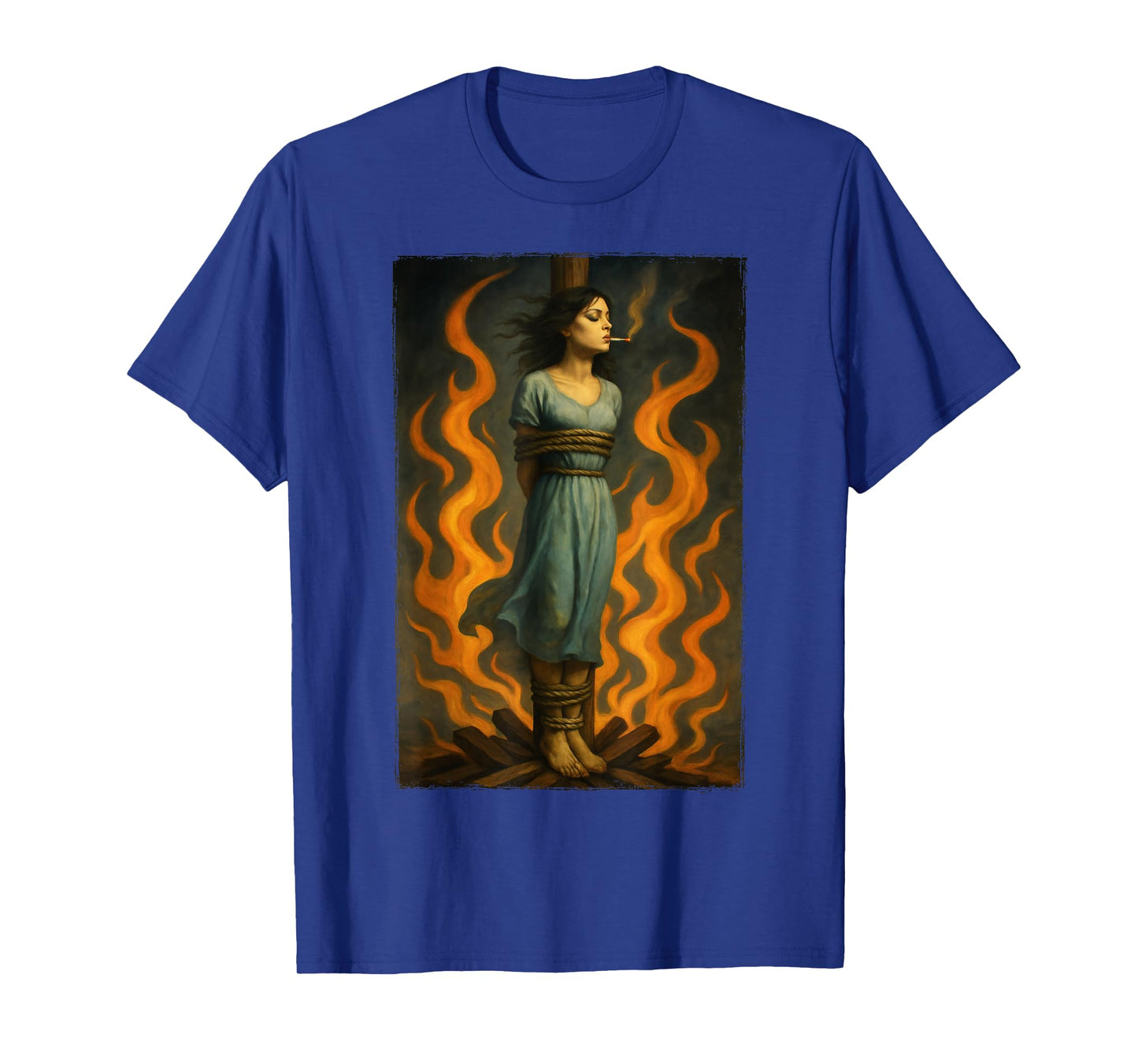 Witch Lighting Cigarette with Flames Occult Unholy Funny T-Shirt
