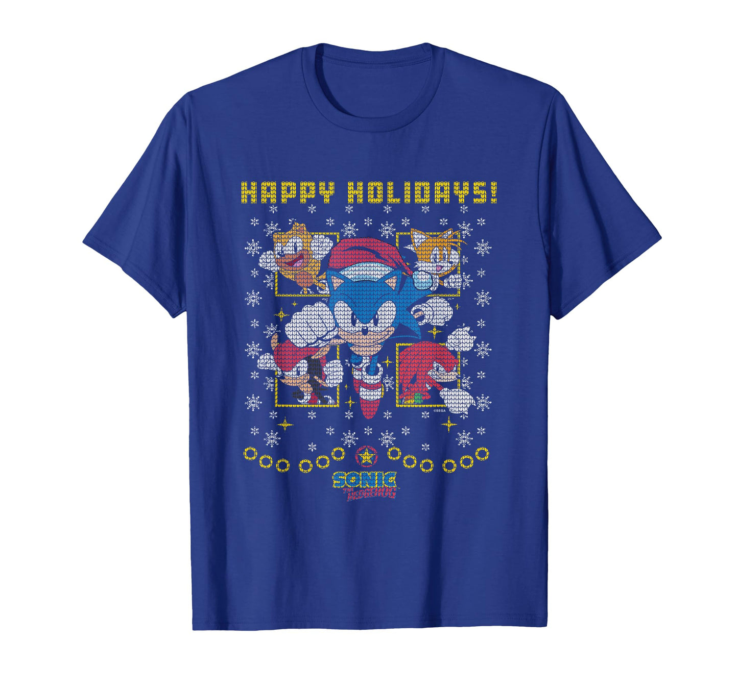 Sonic The Hedgehog Christmas Panels Vintage Ugly Sweater T-Shirt