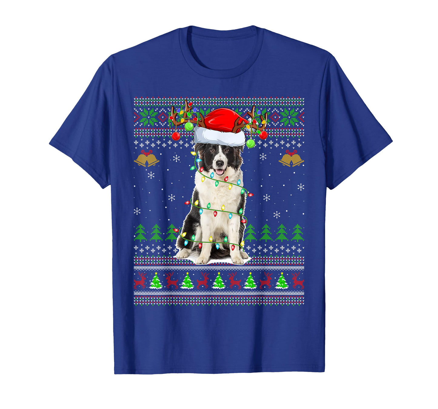Border Collie Dog Ugly Christmas Sweaters Holiday Santa Xmas T-Shirt