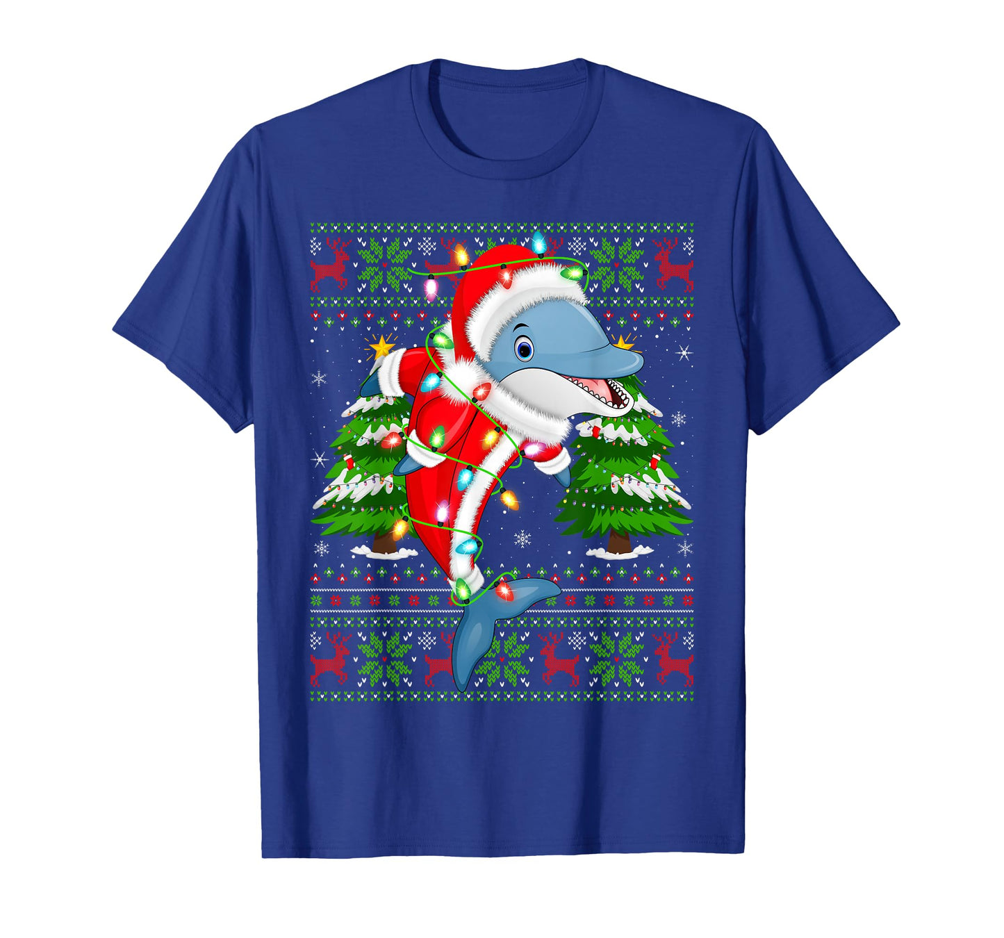 Dolphin Christmas Lights Santa Costume Ugly Xmas Sweaters T-Shirt