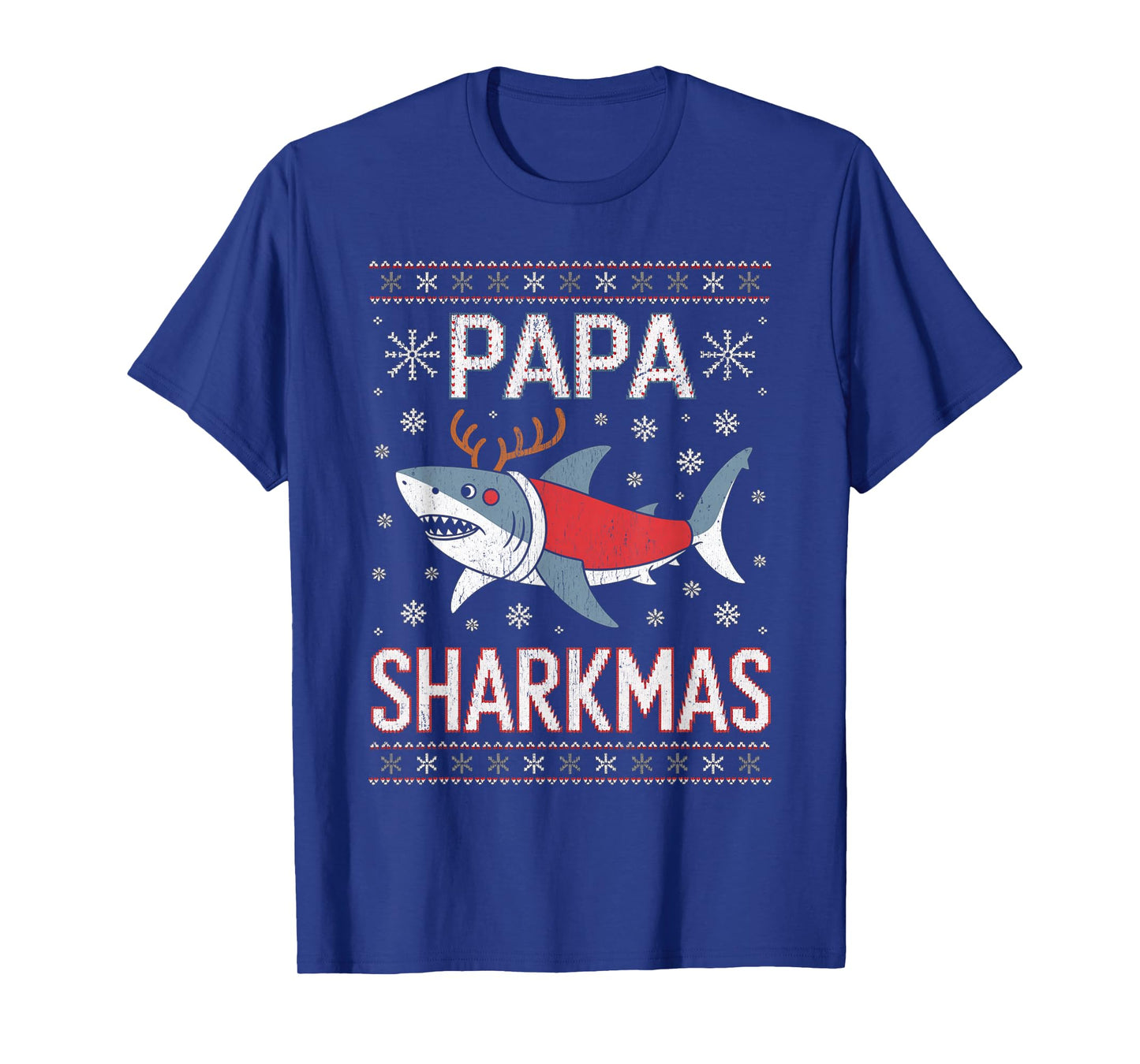 Papa Sharkmas Funny Shark Santa Hat Ugly Christmas Sweater T-Shirt
