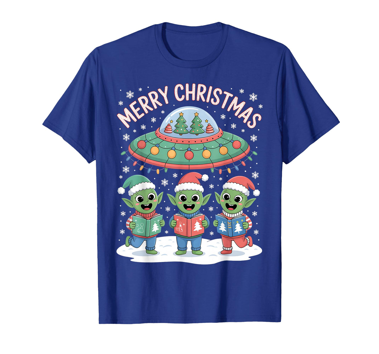 Funny Alien Trio Merry Ugly Christmas Santa Hat Gifts Xmas T-Shirt