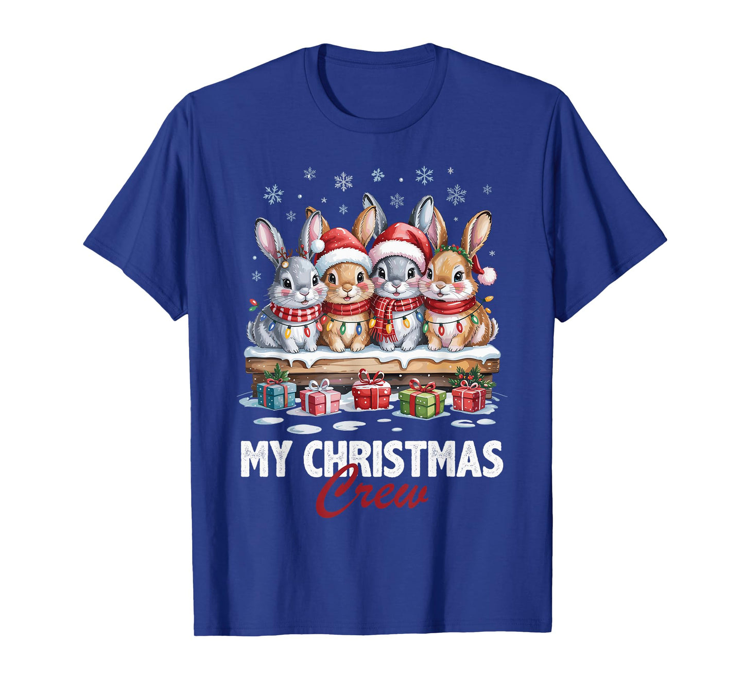Rabbit Christmas Crew Cute Pet Lovers Funny Holiday Pajama T-Shirt