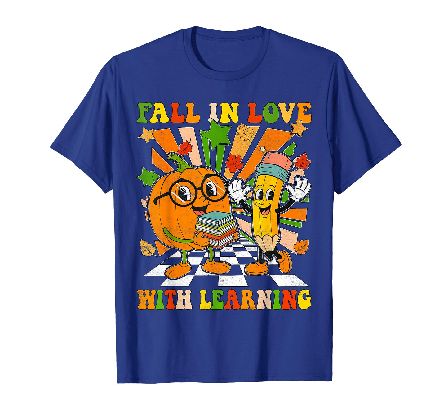 Retro Fall in Love with Learning Vintage Thanksgiving Teache T-Shirt