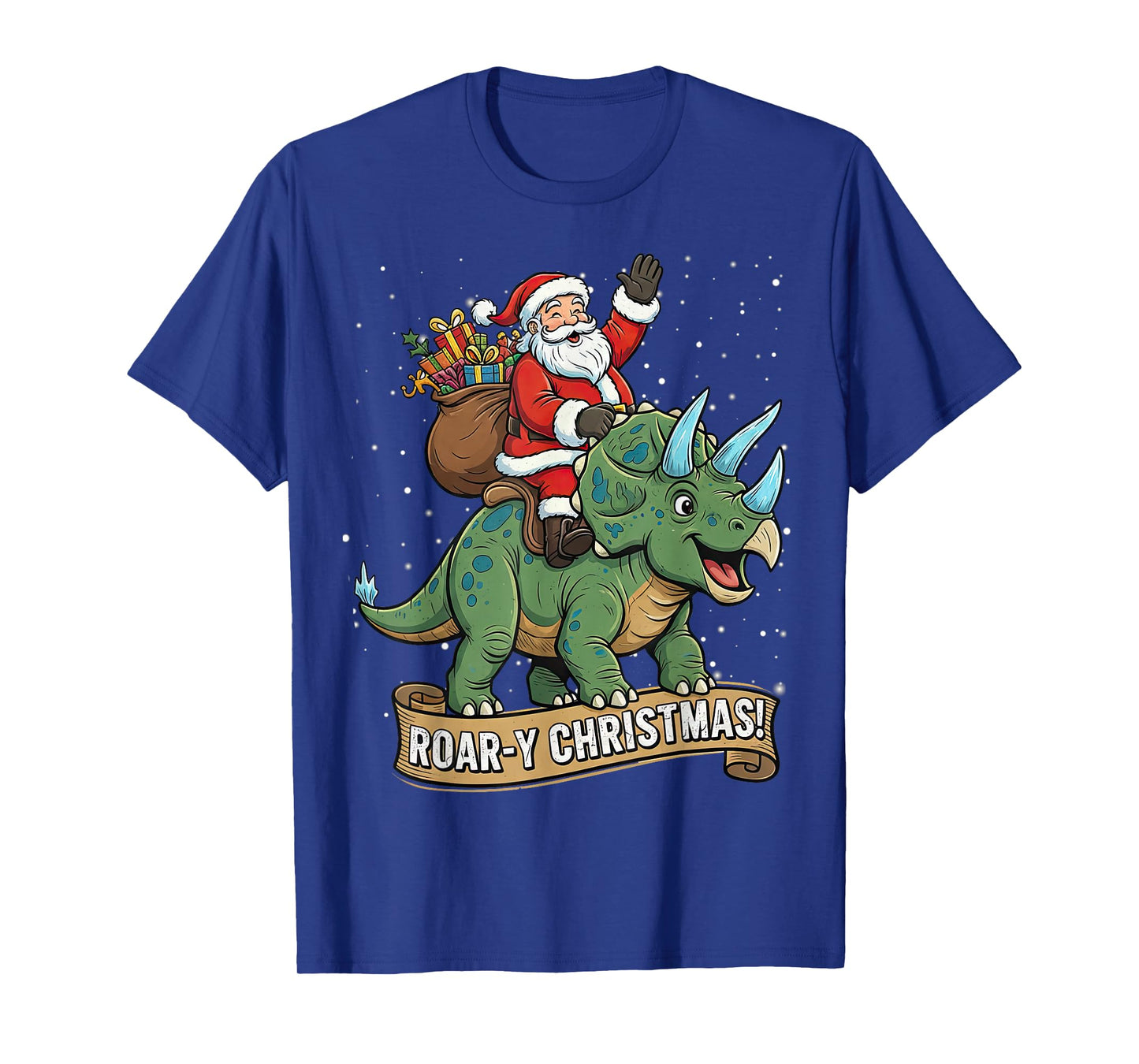 Roar-Y Christmas Funny Santa Riding Dinosaur Triceratops T-Shirt