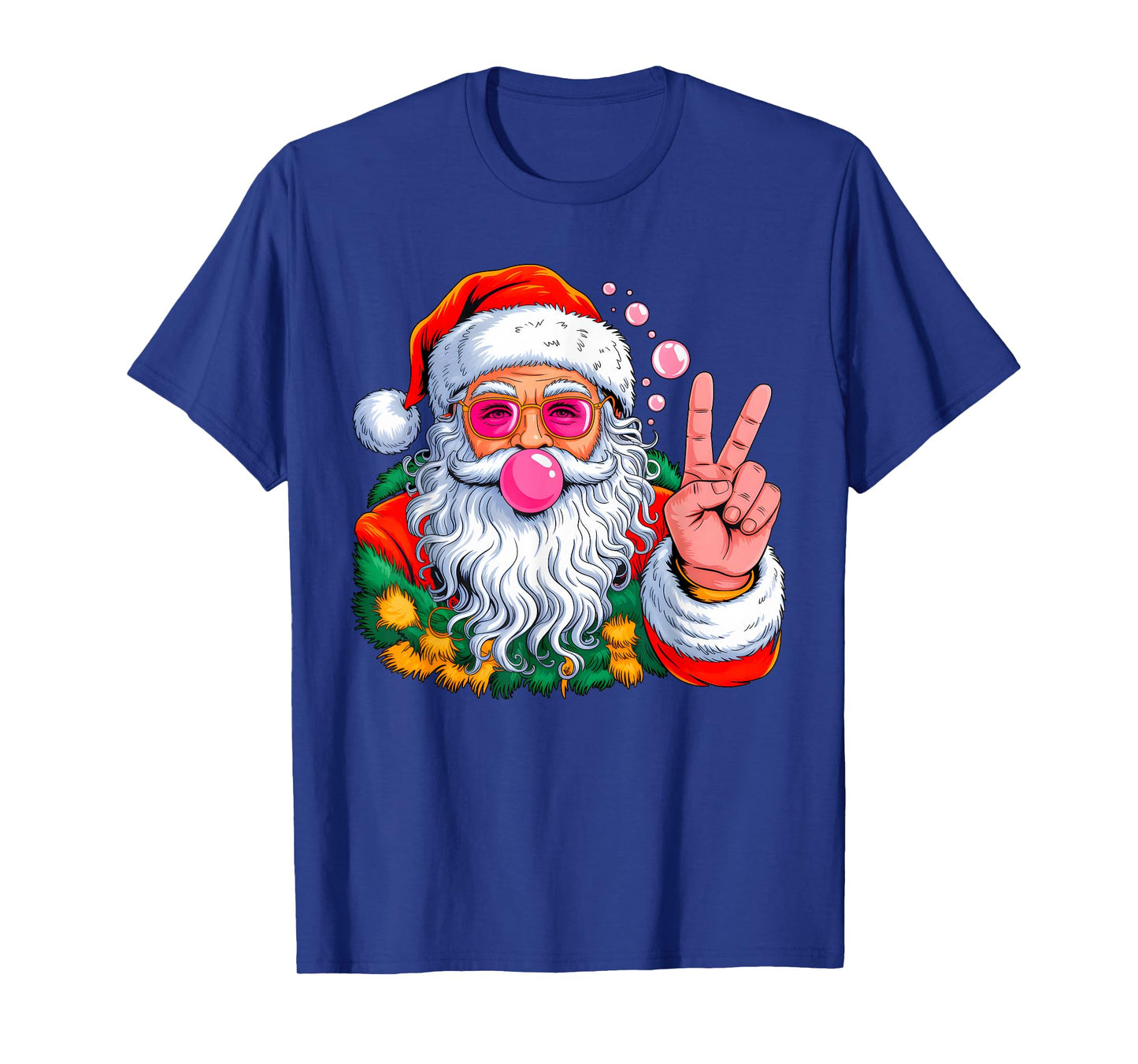 Funny Santa Claus Costume Blowing Bubble Gum Xmas Christmas T-Shirt