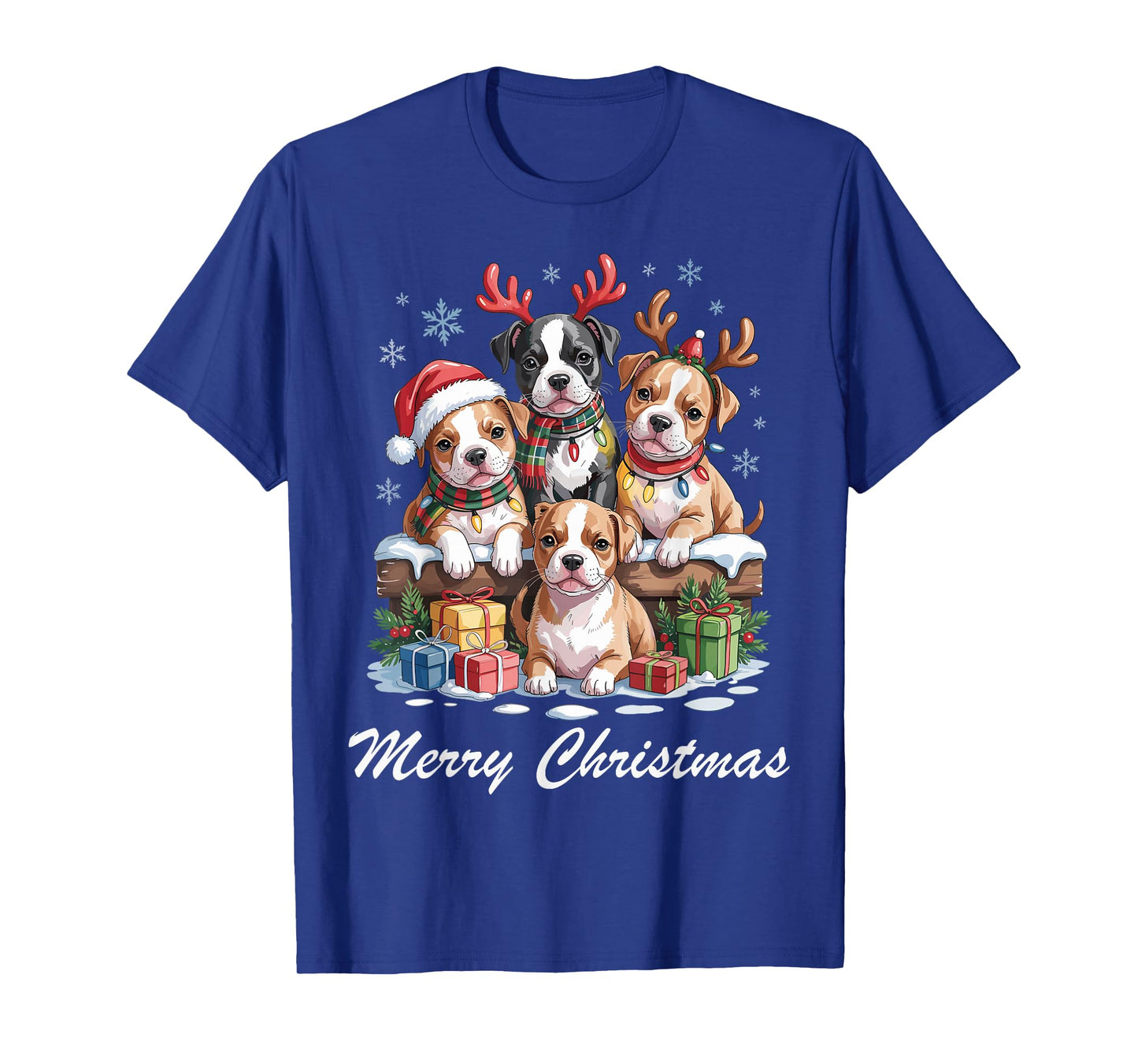 Pitbull Merry Christmas Funny Pittie Dog Lovers Holiday T-Shirt