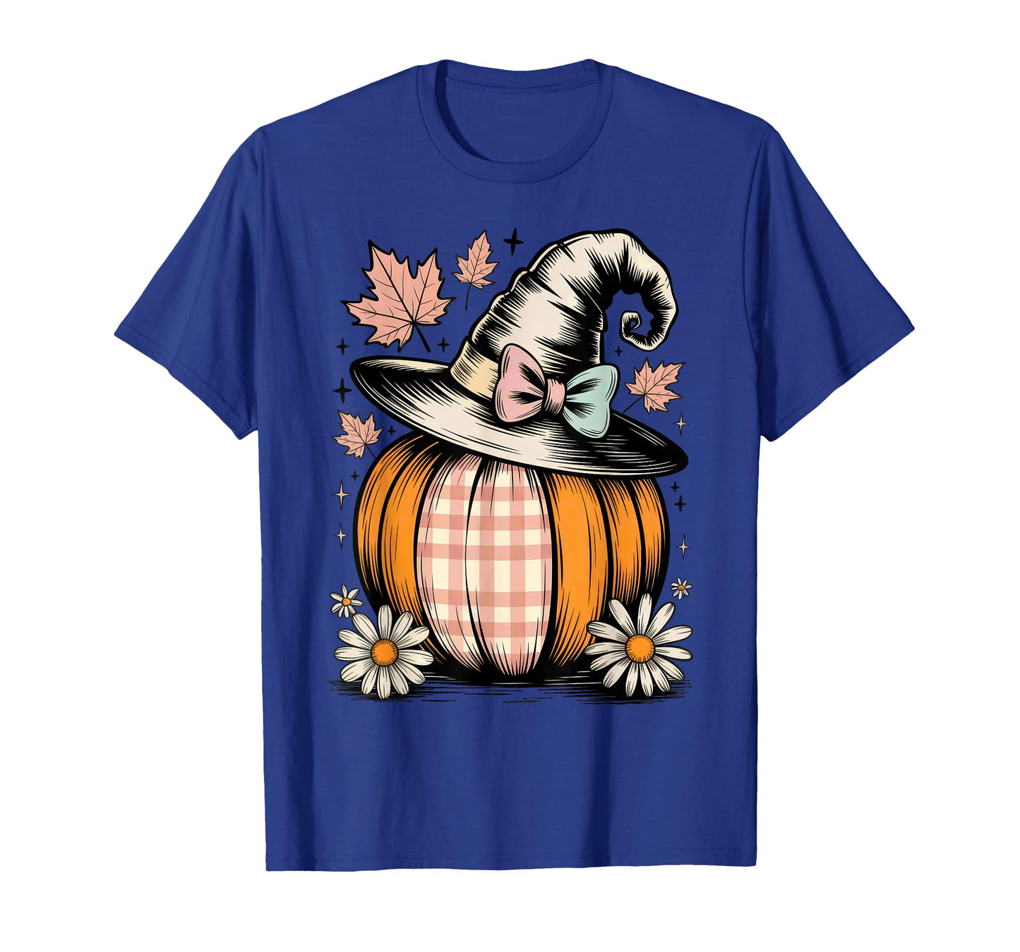 Fall Pumpkin with Witch Hat Coquette Halloween T-Shirt